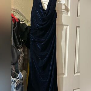 Elegant Navy Blue Velvet Gown